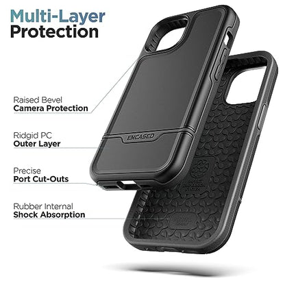 ENCASED Shockproof Case Compatible with iPhone 16 - Ultra Protective Heavy Duty Magnetic Phone Cover, Rebel Series (Black, iPhone 15 Plus) - color: Black, size: iPhone 15 Plus