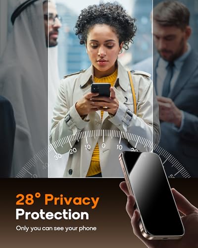 2 Pack for iPhone 15 Pro Max Privacy Screen Protector Tempered Glass:9H+ Durable, Auto Positioning, Bubble Free, High Definition, Easy Installation