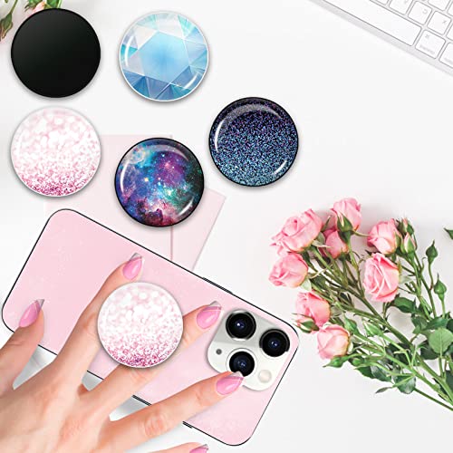 Cell Phone Stand Foldable Expanding Phone Sockets Finger Grip Holder for Smartphone and Tablets - Glitter Pink - color: Pink