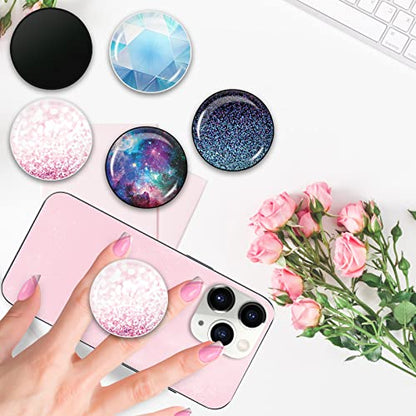 Cell Phone Stand Foldable Expanding Phone Sockets Finger Grip Holder for Smartphone and Tablets - Glitter Pink - color: Pink