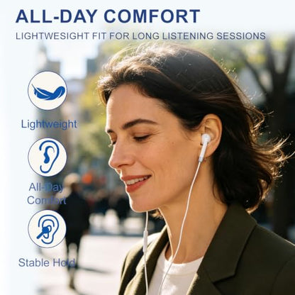 USB C Headphones for iPhone 17/16/15 Series with Mic & Remote Control