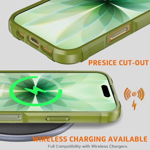 Rugged Shield Case for iPhone 17 (6.3"), 8ft Military Drop Proof, Wear Resistant Tactical Cover, Army Green - color: Army Green, size: iPhone 17