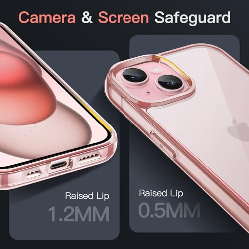 JETech Case for iPhone 15 Plus 6.7-Inch, Non-Yellowing Shockproof Phone Bumper Cover, Anti-Scratch Clear Back (Pink) - color: Pink, size: iPhone 15 Plus