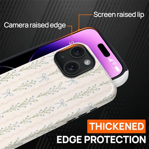 Magnetic for iPhone 15 Plus Case,[Compatible with Magsafe] Dual Layer Protective Heavy Duty Shockproof Rugged Drop Protection Bumper Hybrid Case - Blue Bow Stripes - color: Blue Bow Stripes, size: iPhone 15 Plus