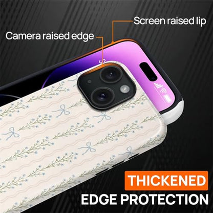 Magnetic for iPhone 15 Plus Case,[Compatible with Magsafe] Dual Layer Protective Heavy Duty Shockproof Rugged Drop Protection Bumper Hybrid Case - Blue Bow Stripes - color: Blue Bow Stripes, size: iPhone 15 Plus
