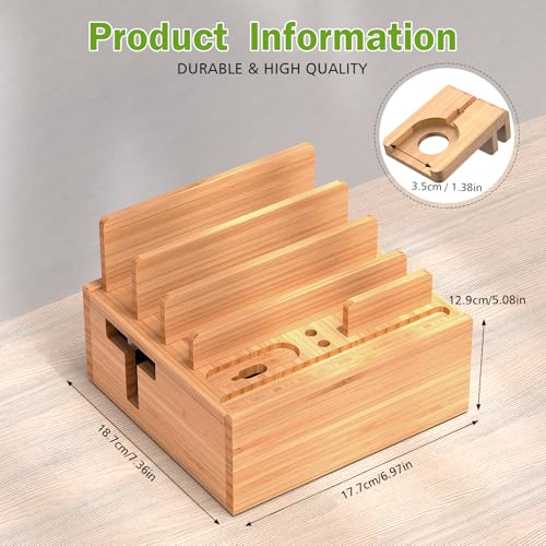 Pezin & Hulin Bamboo Charging Station with Watch Holder, Charger & Cables - color: #1 (With Charger)