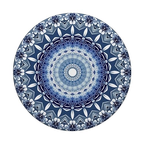 Cell Phone Pop Out Button Holder Mandala Floral Sky Blue PopSockets PopGrip: Swappable Grip for Phones & Tablets PopSockets Adhesive PopGrip - style: Adhesive PopGrip