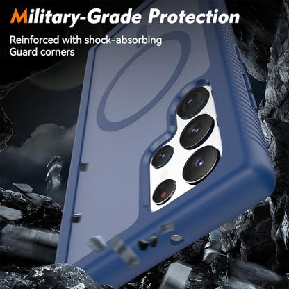 for Samsung Galaxy S22 Ultra Case Magnetic, Compatible with Magsafe 6.8-Inch Slim Fit 360 Heavy Duty Protector Wireless Charging Shockproof Anti-Slip TPU and PC Protective Phone Cover, Blue - color: Blue