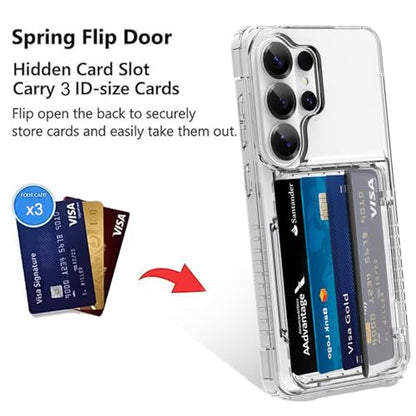 Wallet Case for Samsung Galaxy S26 Ultra with 3 Credit Card Holder | Slot Shockproof Hybrid Heavy Duty Protection Clear Phone Cover Compatible with Galaxy S26 Ultra 6.9 Inch (Clear) - color: Clear, size: Samsung Galaxy S26 Ultra