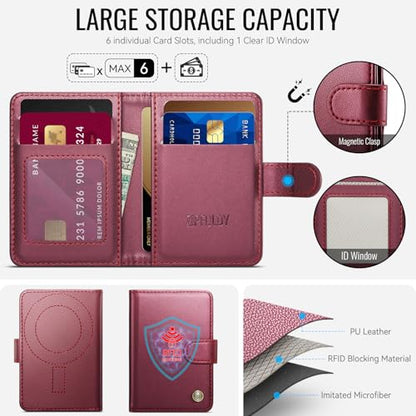 for Magsafe Magnetic Phone Wallet Card Holder, Elegant Wine Red - color: Elegant Wine Red
