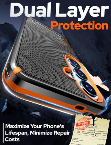 Designed for Samsung Galaxy S26 Plus Case with Belt Clip Holster | Rugged Cover with Strong Magnet & Kickstand Heavy Duty Combo - Black & Orange - color: Black & Orange