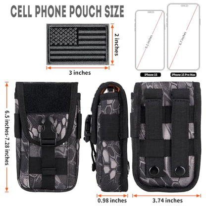 Tactical Phone Holster Pouch Case, Molle Gadget Bag Molle Attachment Belt Holder Waist Bag for 4.7"-6.9" with US Flag Patch for iPhone 18 Pro Max/17 Pro/16 Pro/15 Pro - color: Python Pattern