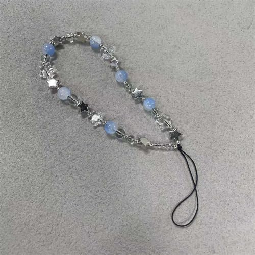 Beaded Phone Charm Lanyard Strap Girly Style Fixed Beads Pearl Lanyards - color: PH-prhd-1