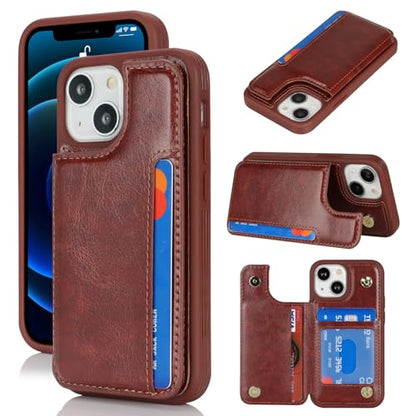 iCoverCase Compatible with iPhone 13 Mini Case with Card Holder, Wallet Phone Case for Women Men RFID Blocking PU Leather Protective Case 5.4 Inch (Dark Brown) - color: Dark Brown