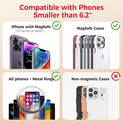 for MagSafe Wallet with Adjustable Stand Grip,5 Card Elasticity Holder Stronger Magnetic Slim Wallet for iPhone Air 17/16/15/14/13/12 Pro (Black) - color: Black
