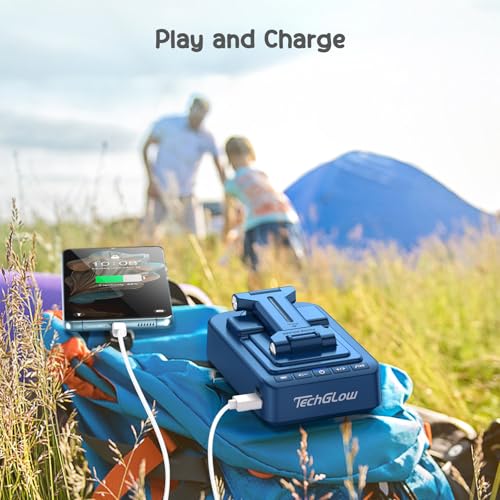 TechGlow Gifts for Men Women Foldable Cellphone Stand with Bluetooth Speaker and Charging Function 360° Rotatable Phone Stand Birthday Gift Idea for Mom Dad Cool Tech Gifts-Blue - color: Blue