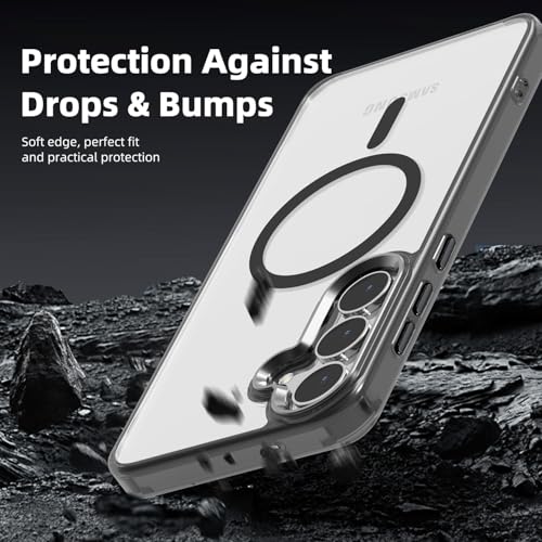 Lunivop for Samsung Galaxy s25 Case Hard [Compatible with Magsafe Wireless Charging] Yellowing Resistant Magnetic Cover Clear para S 25 6.2 '' 5G 2025 Rugged Best Phone Cases Black - color: Black, size: Compatible with Samsung Galaxy S25