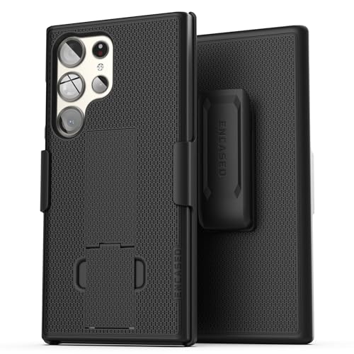 Encased DuraClip Designed for Samsung Galaxy S24 Ultra Belt Clip Case with Phone Holster and Kickstand (Black) - size: S24 Ultra