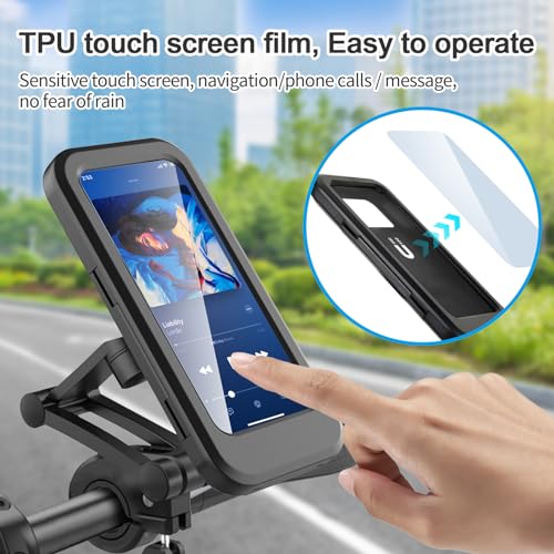 Waterproof Bike Phone Mount Touch-Screen Bicycle Phone Holder | Universal Waterproof Cell Phone Bag 360°Rotatable Motorcycle Scooter ATV MTB Phone Mount Holder for 4.7-6.8" Phones