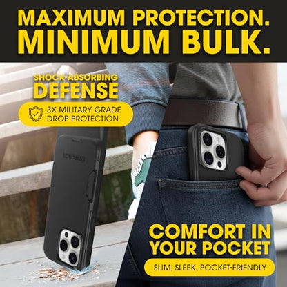 OtterBox iPhone 15 Pro - Commuter MagSafe Case - Slim & Tough - Pocket-Friendly - Dual Layer Drop Protection - Port Covers – Non-Retail Packaging - Black | 3X MIL Drop Protection - Dual-Layer Shockproof Design - Pocket-Friendly - Raised Edges - Port Cover