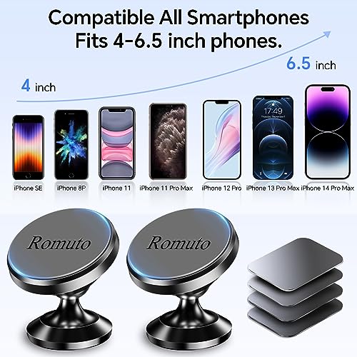 【 2-Pack 】 Magnetic Phone Holder for Car Dashboard【Strong Magnet】iPhone Magnetic Phone Mount for Car Phone Holder 【4 Metal Plate】Cell Phone Holders for Your Car Mount for iPhone 17 Pro Max Air 16 15