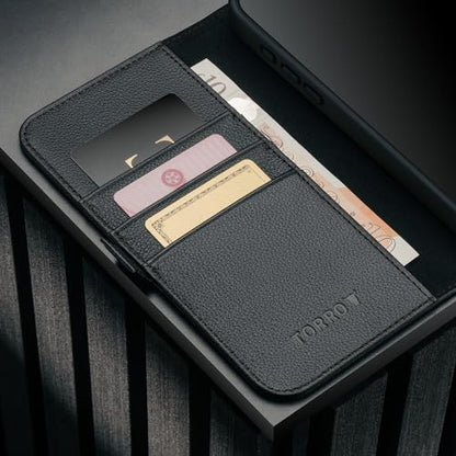 TORRO Leather Case Compatible with iPhone 17 Pro Max 6.9" 2025 - Premium Leather Wallet Flip Case with Kickstand and Card Slots (Compatible with Official MagSafe Chargers) - Black - color: Black, size: iPhone 17 Pro Max