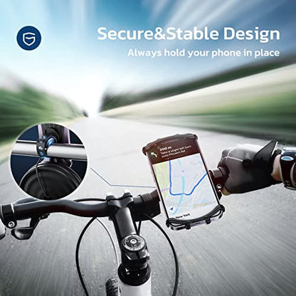 VUP Bike Phone Mount, Universal Bike Cell Phone Holder, 360° Rotatable, Silicone Bicycle Phone Mount Compatible with iPhone 15/14/13/Pro Max/Pro/mini/12/11/Xs/Max/Xr/X/7/8/Plus, 4.0''~6.7'' Cellphones