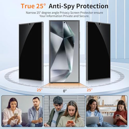 2 Pack Galaxy S24 Ultra 25° Privacy Screen Protector, PET Film with Auto Dust Elimination Cabin, Anti-Glare, Sensitive Touch, Bubble-Free, Case Friendly - color: S24-PR