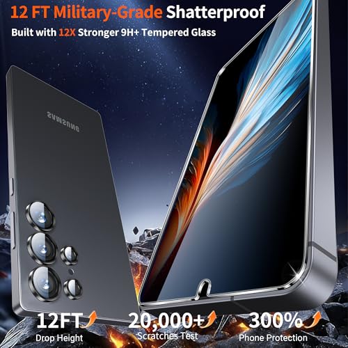 letosan 3 Pack for Samsung Galaxy S25 ultra Screen Protector Tempered Glass + 1 Set Camera Lens Protector, Military Grade Shatterproof, 9H+ Hardness, Auto Alignment Frame 6.9 Inch - size: Galaxy S25 Ultra 6.9 Inch