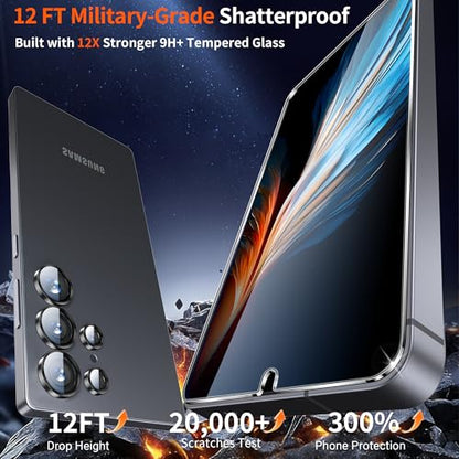 letosan 3 Pack for Samsung Galaxy S25 ultra Screen Protector Tempered Glass + 1 Set Camera Lens Protector, Military Grade Shatterproof, 9H+ Hardness, Auto Alignment Frame 6.9 Inch - size: Galaxy S25 Ultra 6.9 Inch