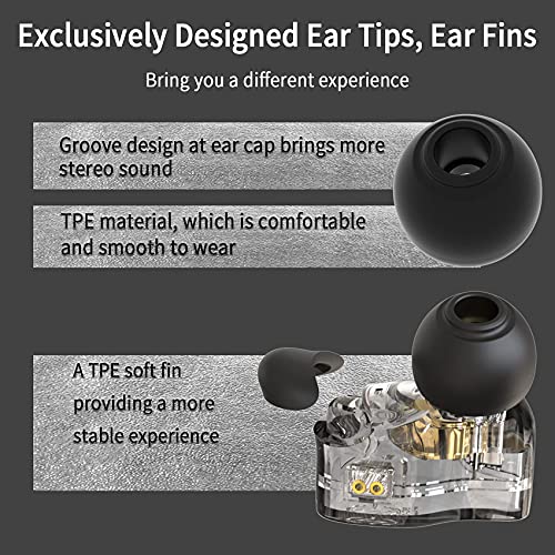YINYOO CCZ Melody Gaming Earbuds Wired in Ear Hearphones with Microphone IEM HIFI Bass with 1DD 1BA Hybrid, Detachable Cable for Smartphones/PC/Tablet/Gaming/Video/Music/Calling (with mic, dark black) - color: Dark, size: 3.5mm-With Microphone, style: 3.5