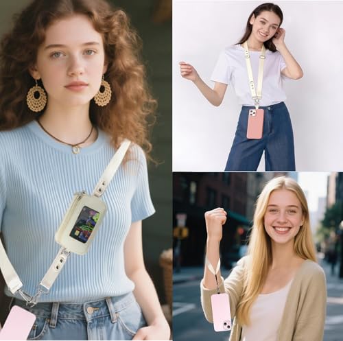 Adjustable Phone Strap Crossbody,Phone Lanyard Crossbody Wrist Strap,phone lanyard with wallet-Beige - color: Beige