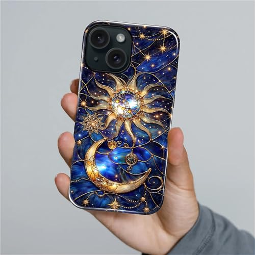 Case Compatible with iPhone 15 Plus, Cute Dual Layer Hybrid Phone Cover, Military Grade Drop Protection, Aesthetic Shockproof Phone Case for Women Girls, Galaxy Sun Moon - color: Galaxy Sun Moon, size: Iphone 15 Plus