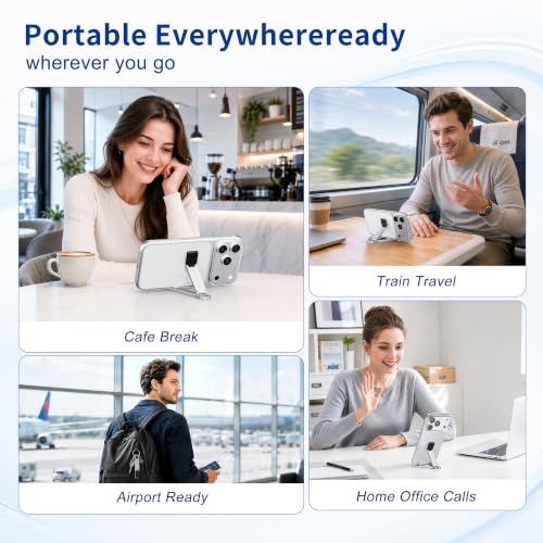 Portable Foldable Pocket Phone Stand with Keychain for Desk Travel(Silver) - color: Silver