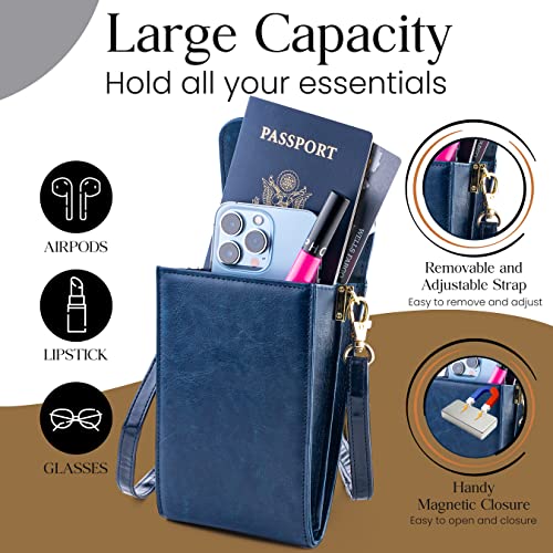 Classico Small Crossbody Phone Purse for Women - Crossbody Bag Wallet for Phone, Cards, Accessories - color: Navy Blue