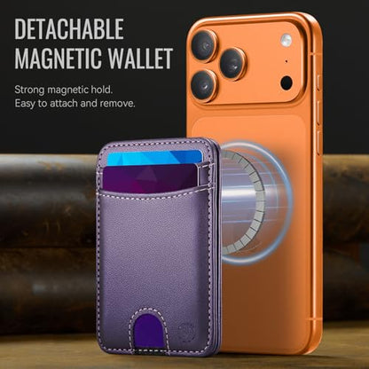 HXY for Magsafe Wallet Magnetic Card Holder RFID Blocking with Stand, 6 Card Holder for Phone Case, Slim Leather Magnetic Wallet for iPhone 17/16/15/14/13/12 Pro/Max/Plus (Purple) - color: Purple