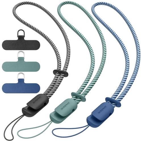 SURPHY 3 Pack Phone Wrist Strap, Phone Lanyard with Cellphone Tether Tab - color: Black & Green & Blue Jay