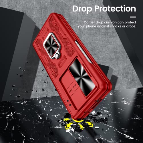 VEGO for Samsung Z Fold 4 Case with Belt Clip Holster and Kickstand - color: A-Red, size: Galaxy Z Fold 4