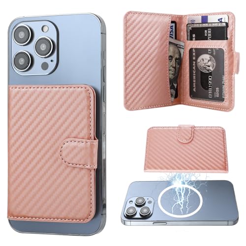 Bocasal for MagSafe Card Wallet for iPhone, Carbon Fiber Rose Gold - color: Carbon Fiber Rose Gold