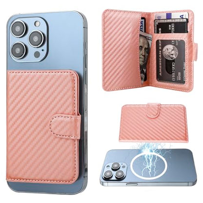 Bocasal for MagSafe Card Wallet for iPhone, Carbon Fiber Rose Gold - color: Carbon Fiber Rose Gold