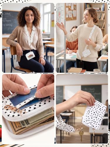 Woanger Teacher Phone Crossbody Lanyard with Wallet Pouch, Adjustable Clip Cell Phone Lanyard Back to School Teacher Gift - style: Polka Dots