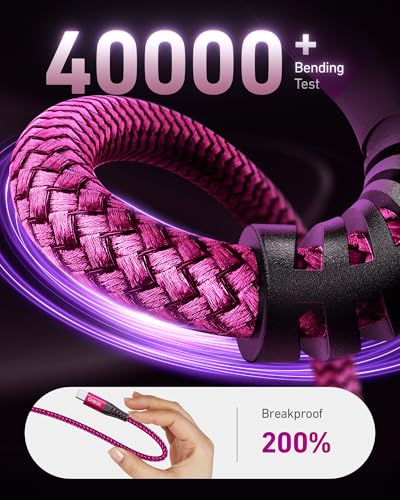 USB C Cable 60W Fast Charging [2 Pack 3FT] USB A to USB C Cable for CarPlay - color: Rose Red, size: 3FT, style: USB A to USB C