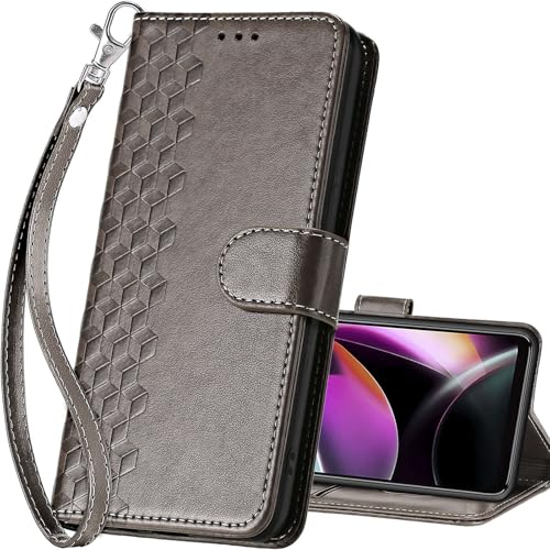 for Motorola Moto G 5G 2022 Wallet case, Gray-Cube | 3 Card Holders, Kickstand, Shockproof TPU Shell, PU Leather, Magnetic Closure, Protective Flip Folio Cover, Women - color: 10