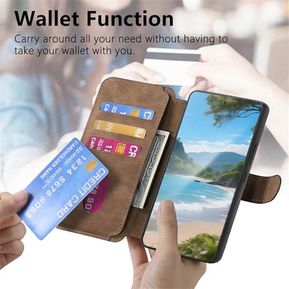 2 in 1 Detachable Wallet Case for Google Pixel 10 Pro XL CMG Brown | PU Leather Magnetic Flip Folio Case with RFID Blocking Card Holder, Credit Card Slots Kickstand, Shockproof Protective Cover - color: Brown, size: Google Pixel 10 Pro XL