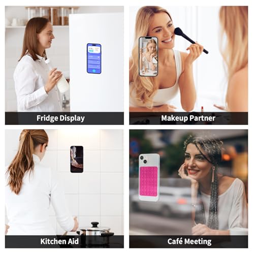 SHENGXIN 2 Pack Silicone Double-Sided Suction Grip – 40 Cups per Side, Strong Hold for iPhone, Galaxy, Pixel, Android – Hands-Free for Selfies & Videos (Pink) - color: Pink
