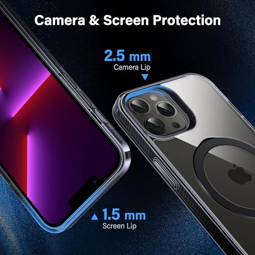Magnetic Case for iPhone 13 Pro Max - [Built-in Invisible Stand] [Compatible with MagSafe] [Military Grade Drop Protection] Anti-Yellowing Hard Back Silicone Edge Cover, 6.7", Clear Black - color: Clear Black, size: iPhone 13 Pro Max 6.7''