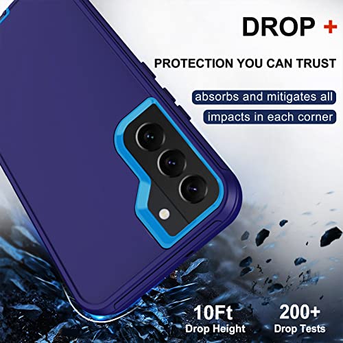 for Samsung Galaxy S22 Case with Belt Clip Holster, 2X Screen Protector, [Military Grade Protection] Heavy Duty Full Body Shockproof Dust-Proof Rugged Protective Cover for Samsung S22 5G Blue - color: Blue