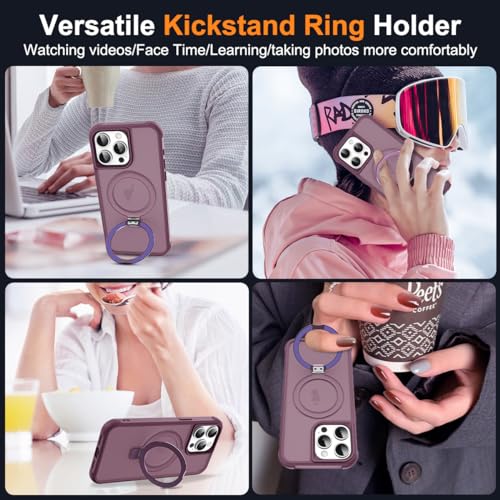 SKYLMW Compatible with iPhone 15 Pro Case with Stand,Wine Red | iPhone 15 Pro Phone Case 6.1",Magnetic Ring Stand,Compatible with MagSafe,Military-Grade Protection,Great Grip Feeling - color: Wine Red, size: Iphone 15 Pro
