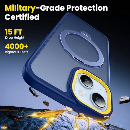 Supdeal Magnetic Stand Case for iPhone 13/14, [360° Rotating Invisible Kickstand] [Compatible with Mag Safe] [Military Grade Protection] Ring Magnet Holder Matte Phone Cover, 6.1'', Blue - color: Blue, size: iPhone 13/14