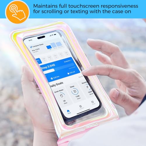 ProCase 2 Pack Floating Waterproof Phone Pouch, IPX8 Dry Bag for 7" Phones | Fits iPhone 17/16/15/14, Galaxy S24/S23 & Pixel 8/7. Touchscreen Waterproof Pouch for Swimming, Diving & Snow -Pinkblue - color: Pink/Blue